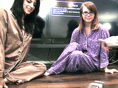 warm sapphic babes screwed in a pajama party