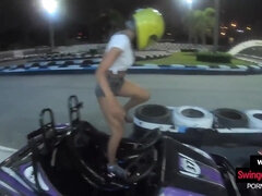 Go karting with ginormous donk Thai teenie unexperienced gf and wild bang-out after