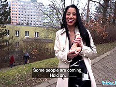 Martin Gun goes wild and fucks a massive dick in public with She tries to gag on a dildo and gets a rough fuck