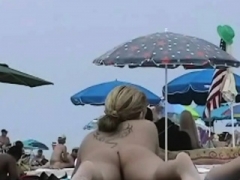 Blonde porn model nudist on the naked beach voyeur movie