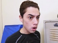 Thick mature fucks young Spanish boy in the locker room