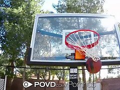 Danni Rivers gets her tight pussy pounded before taking a facial in POVD March Madness pre-game fuck and blowjob frenzy
