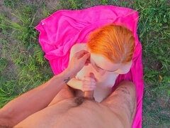 Intimate group sex on a hot summer day lovers outdoors
