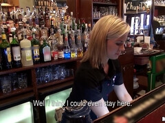 Barmaid Got Laid for Cash - smoking blonde barmaid Rihanna Samuel flirts with client