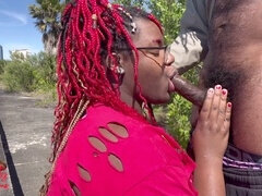 Curvy ebony BBW goes fishing and then gets down and dirty with a fisherman