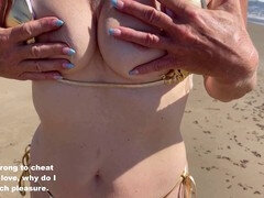 Unfaithful wife humiliates her hubby with beachside blowjob escapade