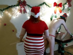 Mrs Santa Punishes A Sinful Bad Elf - Caned and besides Strap-On Make love