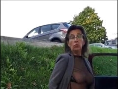 Shameless french MILF outdoor erotic video