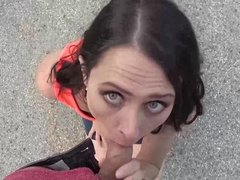 Babe Lola Black gets fucked outdoors and sucks cock