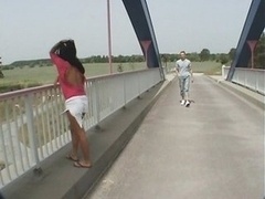 Hot Brunette Fucks On A Top Of A Bridge - Public Sex