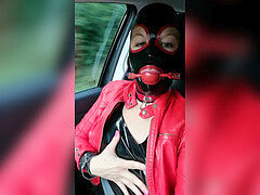 Amateur, Bondage, Voiture, Bâillonner, Latex, Public, Voyeur