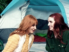 Camping trip fuck with two perfect redheaded dolls