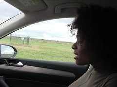 Ebony Luna Corazon fucking in the backseat a white stranger