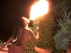 Flaming Hot Pussy: Sexy Pyromaniac Plays With Fire