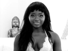 Spicy ebony Noemie Bilas gives a nice interview in black & white