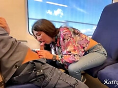 Train Stranger's Blowjob by Katty West in Public