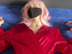 Another round with a smoking hot red-haired stepmom in a mask for her stepson