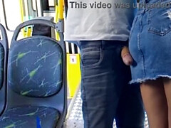 Young student groped and rubbed on public bus - Real orgasm caught on camera!