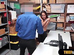 Clueless latina shoplifter gets rough fucked on CCTV