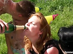 Amateur Girls Get Wild in Nature: Lesbian Party Part 1