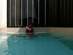 VRpussyVision.com - Outdoor Pool hot tits and fingering