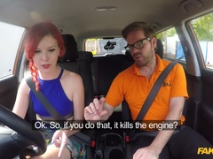 Fake Driving School (FakeHub): Instructor fucks frustrated redhead