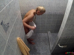 Bathroom, Blonde, Czech, Lesbian, Licking, Petite, Pussy, Tits