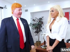 Blonde MILF makes out with president in XXX parody scene