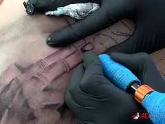 Naughty Model JayJay Ink Getting Tattooed