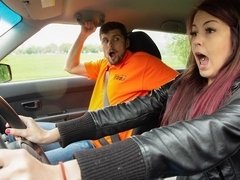 Big ass, Blowjob, Car, Doggystyle, Handjob, Masturbation, Redhead, Teen