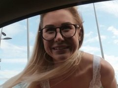 Ass, Blonde, Dick, European, Glasses, Natural tits, Pussy, Socks