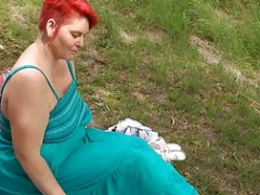 Bbw, Dildo, Fingering, German, Milf, Outdoor, Pussy, Saggy tits