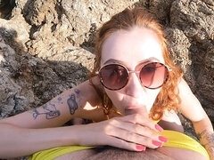 Hot beach quickie with CherryCandle in POV