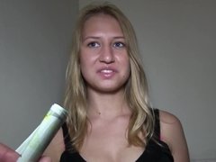 Enthousiasteling, Blond, Lul, Sperma in gezicht, Buiten, Gezichtspunt, Openbaar, Russisch