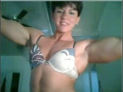 Muscle Women Flexing on Webcam