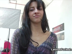 Banging Long legged Hispanic amateurs on casting