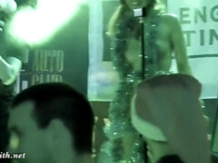 She wore only a tinsel at club! Public flashing