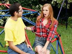 Beautiful sex in the garden with a miniature teen Ava Parker