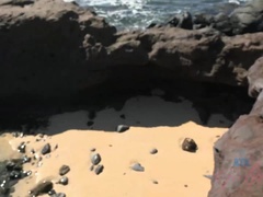 Plage, Blonde, Petite amie, Masturbation, Pov, Mamelons bombés, Chatte, Rasée