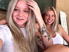 Sexy Sisters Halle And Kylie Are Back To Suck And Fuck My Fat Cock Together!