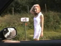 Euro babe getting fucked on a roadside