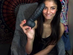 DIRTY HOT ASIAN TEEN TAKES MONSTER BLACK DILDO