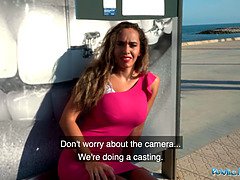 Briana Bandares takes a hard pounding on Spanish beach with her juicy ass & huge tits