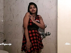 beautiful Indian desi bollywood model Alia Advani in bathroom taking shower