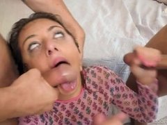 Bukkake, Cum in mouth, Fetish, Handjob, Licking, Orgy, Skinny, Tits