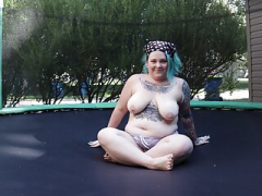 Porky Tattooed Eager mom Jumping and also Stripping on a Trampoline