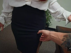 Blondine, Aufs gesicht abspritzen, Brille, Absätze, Büro, Piercing, Pov, Muschi