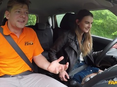 Fake Driving School (FakeHub): Teen Brunette Pussy Stretched