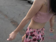 Amateur, Blowjob, Brunette, Public, Skinny, Squirting, Tits, Wet