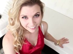 Blonde, Blowjob, Condom, Dick, Handjob, Natural tits, Pov, Teen